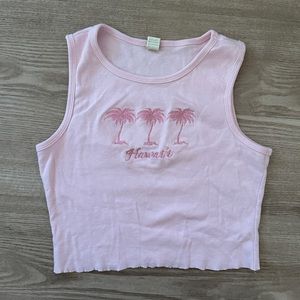 pink, cropped, embroidered hawaii tank 🌴